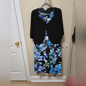 Blue and Black Sleeveless Dress with Cover 2X
